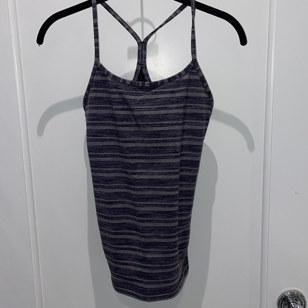 Lulu lemon striped purple tank top.